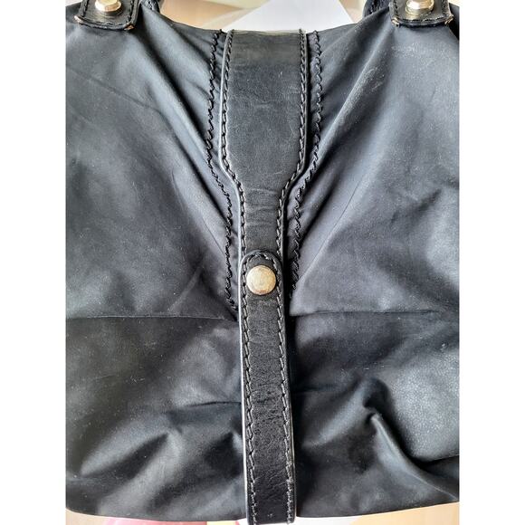 Joy Gryson SKYE Italy Handbag Tote Convertible Black Leather Nylon - Picture 15 of 15